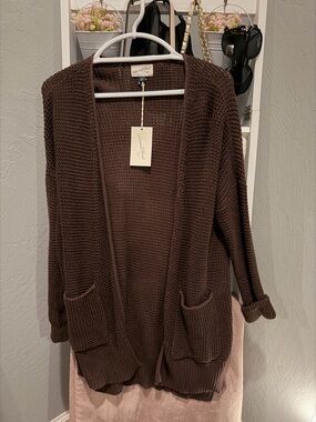 Universal Thread Chocolate Brown Open-Front Knit Cardigan